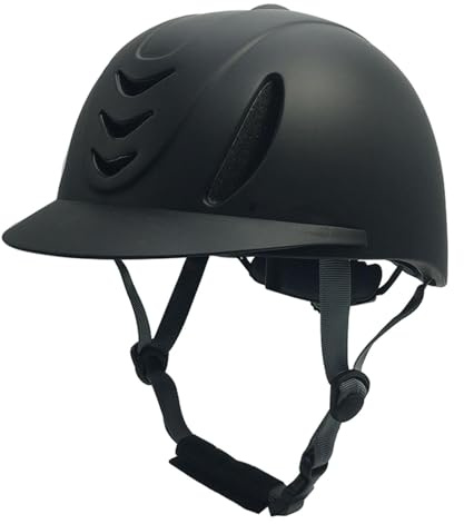 MagiDeal Casque d'équitation Casque équestre Antichoc Simple Confortable Portable Respirant Été Réglable Casquette d'équitation pour Enfants, Tout Noir