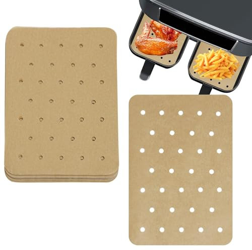 Papier Cuisson Air Fryer - Lot de 120 Feuilles de Papier Sulfurisé Perforé Antiadhésif pour Friteuse à Air, Compatible Friteuse à Air Double Ninja Foodi Doublures pour Friteuse à Air