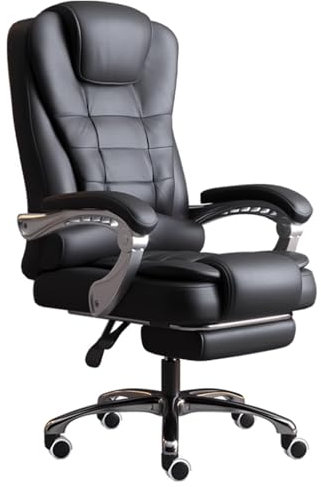 PEBFHSQW Chefsessel Mit Verstellbarer Rückenlehne Computer-Bürostuhl Drehstuhl Für Gewerbliche Konferenzen Und Arbeitszimmer Ergonomischer Sessel Mit Aufstehfunktion Für Zu Hause(Schwarz)