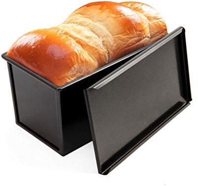 Teglia per Pane Quadrata con Coperchio Antiaderente, Teglia Professionale per, Ideale per Cuocere Torte, Pane, Cheesecake, Pancake, Tortillas e Pizza (BLACK)