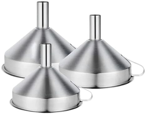 ZBORAVPIX Embudo， Embudo de Acero Inoxidable, Embudo for líquidos y Aceite de Cocina, Embudo de Metal con Filtro Desmontable, Embudo de Boca Ancha for enlatar Herramientas de Cocina(L)