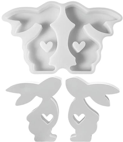 2 Stück Silikonform Osterhase für DIY, Gießform für Osterdekoration, Silikonform für Osterhasen Basteln, Küchenutensilien für Osterhase