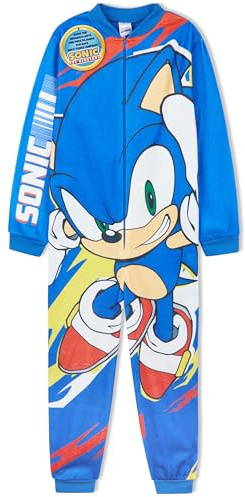 Get Trend Sonic The Hedgehog Pijama Entero Niño con o sin Capucha, Pijama Una Pieza, Polar Ropa de Dormir, Regalos para Niños