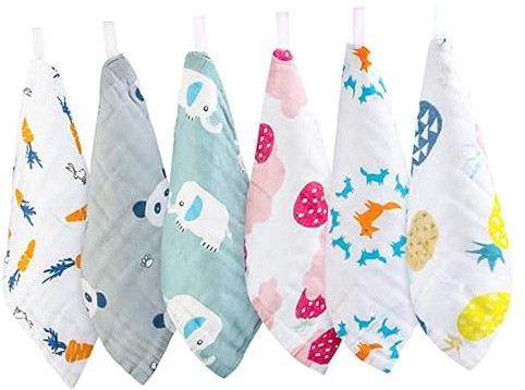 HONITANO 6stücke Waschbare Baumwoll-babywaschlappen Kleine Quadratische Handtücher Für Neugeborene Hautfreundlich Und Praktisch Farben Zufällig Für Junge Mädchen Und Kleinkinder