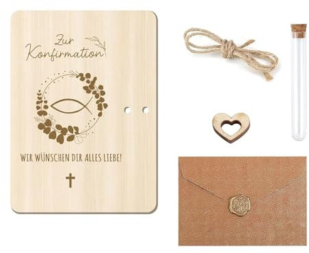 Konfirmation Geschenk, Lustige Geldgeschenke Verpackung aus Holz mit Reagenzgläser, Taufgeschenke für Mädchen, Wunschgutschein zur Konfirmation, Kreative Geldgeschenkverpackung für Jungen und Mädchen