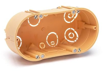 Levitantes Flush Mounted Box - Designed for Switches with 2 Keys Orange Ideal for Electrical Installations Easy to Install and Robust