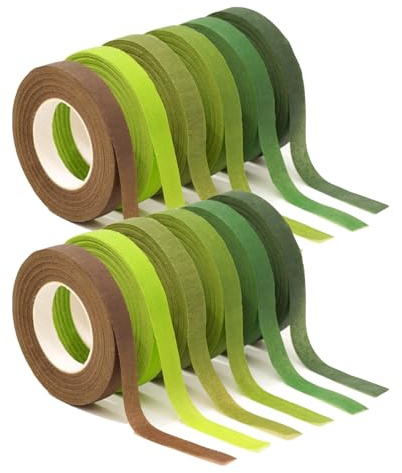 Strehknewen Cinta Floral 12 Rollos – 27 m x 1,2 cm, 6 Colores Naturales para Ramos de Flores, Manualidades, Regalos, Decoración, Arte Floral