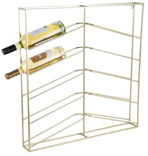 Present Time Weinregal Cuadro - Helles Gold - 67x7.5x66cm - Rechteck - Eisen - Weinregal für Flaschen - Flaschenregal - Kellerregal - Regale - Flaschenhalter