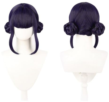 CGVG Peluca de cosplay de anime, pelucas de disfraz de cosplay para mujer, Halloween, carnaval, fiesta (mezcla morada y negro)