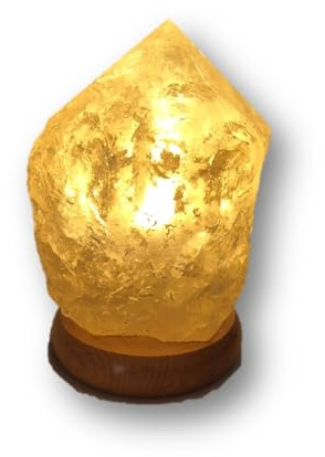 Edelsteinartikel Rauchquarz Kristalllampe mit polierter Spitze, Buchenholz-Sockel, Dekorative Tischleuchte für Wohnzimmer, Büro, Schlafzimmer