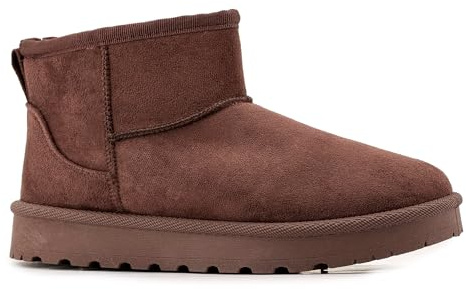 JOMIX Stivali Invernali Donna Caldi con Foderati Pelliccia Sintetica Stivaletti Bassi Classici Effetto Camoscio Trocchetti Pelosi Comodi alla Caviglia Polacchini Imbottiti Inverno WSB255311 Marrone 40
