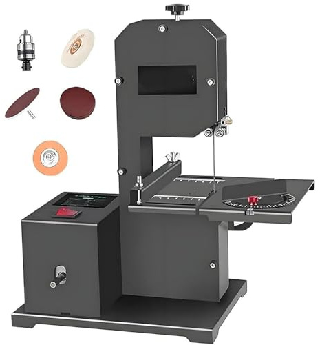 RETRIN Sega da Tavolo 800W Sega a Nastro per Legno,Altezza Taglio 70 mm,Tavolo Inclinabile Compatta e Precisa Bandsäge,Taglio Dritto,Curvo,Ad Arco E Multi-Angolo,per Levigatura E Lucidatura