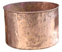 Artigianato Rustico Italiano Vaso in Rame Martellato, Grande Contenitore Cilindrico, Finitura Lucida Artigianale, Design Rustico per Interni ed Esterni, Stile Moderno (30 x H 22 cm)