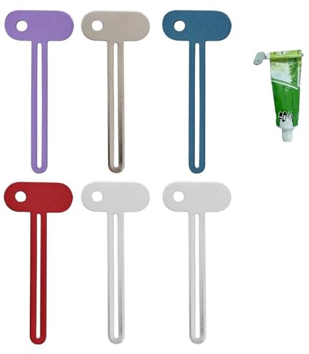 Xiciki Lot de 6 presse-tubes en acier inoxydable - Presse-tube en métal coloré - Presse-tube manuel pour cosmétiques - Lait nettoyant - Crème pour chaussures - Pigments