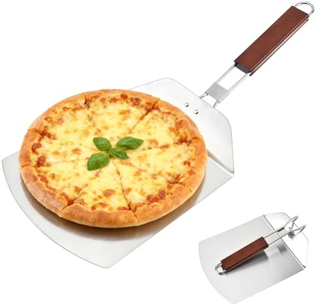 Pelle à pizza pliable en métal – Spatule à pizza de 25,4 cm, 30,5 cm, 30,5 cm, spatule de four à pizza pour pizza maison et commerciale (A) poignée en bois - 25,4 cm