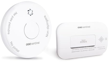 SCS Sentinel - SDA0039 - SecureKit - Détecteur de Fumée 3 Ans CE DAAF + Détecteur de Monoxyde de Carbone DAACO - Alarme 85 DB - Bouton Auto-Test - Indicateur Lumineux - SmokeAlarm 3Y & CO-Alarm
