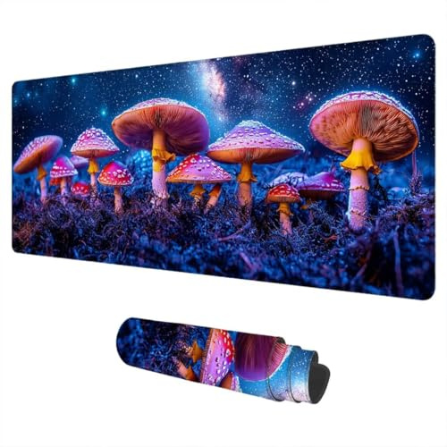 Alfombrilla Ratón Planta Mouse Pad XXL 1500x800 mm Champiñón Impermeable Mousepad Alfombrilla Gaming Tapete Escritorio de Goma Antideslizante Desk Mat con Bordes Cosidos para Gaming Regalo Hombre I-78