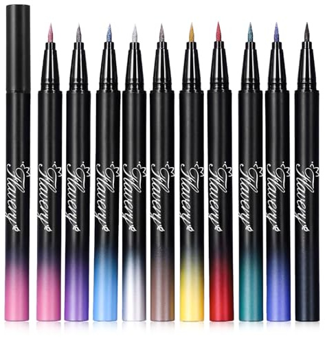 10 Farben Metallic Glitzer Eyeliner, Glitter Flüssiger Kajal Stift, Hohe Farbwiedergabe Liquid Eyeliner, Langanhaltend Wasserdicht, Kreieren Sie Mühelos eine Vielzahl von Make-up-Looks, für Gesicht