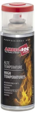 Ambro-Sol V400TEMP8 Smalto / Vernice Alte Temperature, Consente di Rinnovare le Superfici Normalmente Soggette ad Alte Temperature, Bomboletta Spray in Banda Stagnata Riciclabile 400 ml, Rosso Freni