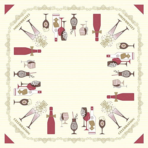 Sovie HORECA Tischdecke Celebration in Champagner-Bordeaux aus Linclass® Airlaid 80 x 80 cm, 20 Stück – Elegantes Design mit Sekt- & Weingläsern, Flaschen und Ornamenten für Festliche Anlässe