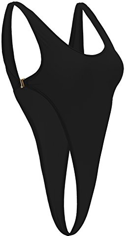 FYMNSI Body da donna trasparente senza maniche con perizoma, con taglio di gamba alto, biancheria intima sexy, biancheria da notte, #B: nero, Taglia unica