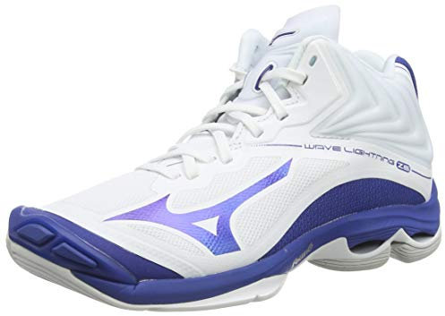 Mizuno Dam Wave Lightning Z6mid Volleybollskor, Vit Wht 10249c Trueblue 21, 50 EU