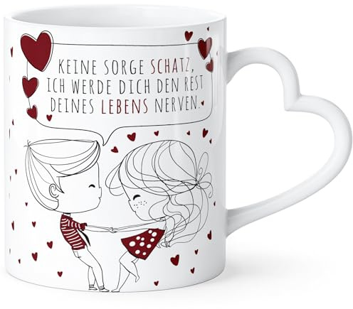 SpecialMe® Tasse mit Herz-Henkel personalisierbar Sprüche Liebe Pärchen mit Liebesbotschaft persönliches Geschenk für Partner, Verliebte, Paare Weiss Herz-Tasse