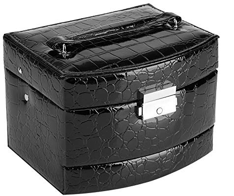 Yosoo Health Gear Joyero de 3 Niveles con Espejo, Organizador de Joyas con 2 Cajones para Mujer, Estuche de Almacenamiento para Anillos, Collares, Pendientes, Negro