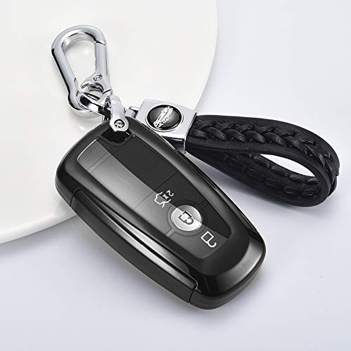 ontto Autoschlüssel Hülle für Ford Mondeo Fusion Mustang Explorer EcoSport S-Max Ranger Fiesta F150 F250 Zubehör Fernbedienung Cover TPU Schlüsselhülle Schlüsselanhänger Schlüssel Schutz Etui-Schwarz