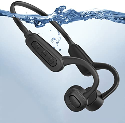 ESSONIO wasserdichte Kopfhörer Schwimmen Knochenschall Kopfhörer Sportkopfhörer Bluetooth Offenes Design Noise-Cancelling 12 Hours Music Time IPX8 Waterproof zum Tauchen Sowie Radfahren （Schwarz）…