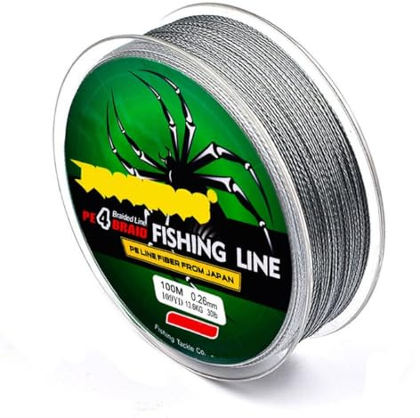 Ligne de pêche tressée à 4 brins, 90 m de long, colorée, super solide, résistant à l'abrasion, résistant à la décoloration, fil tressé PE de 2,7 à 45,4 kg pour pêche en eau salée (6,8 kg, gris)