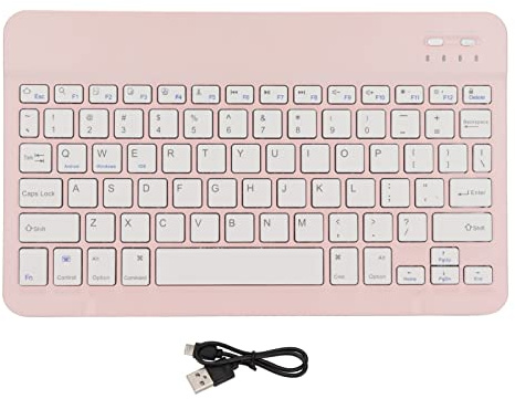 Mini tastiera wireless, tastiera PC portatile con blocco schermo, connessione stabile, lunga durata della batteria, piccola tastiera wireless per laptop tablet (Rosa)