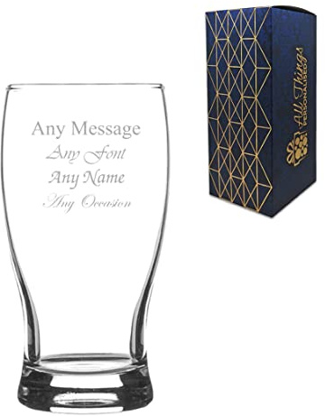Personalised Engraved 580ml Classic Tulip Pint Beer Glass with Gift Box