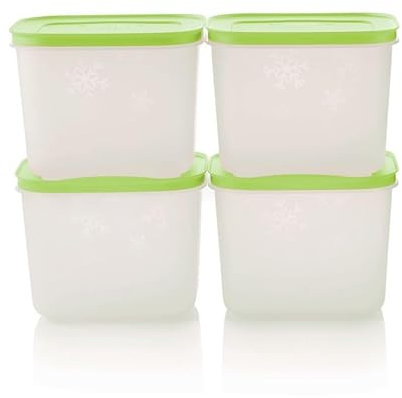 Tupperware FM II Small High Green - Contenitore per congelatore, 1,1 l, set OF4, 1100 ml, in plastica