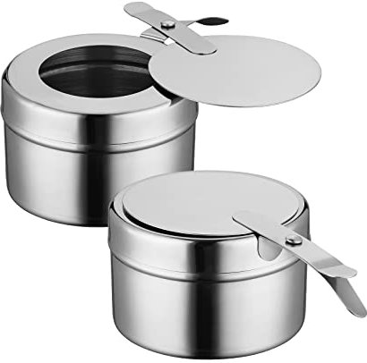 DOITOOL Fuel Holder for Chafer, 2PCS Stainless Steel Chafing Fuel Holder with Cover for Chafing Dishes, Buffet Barbecue Party Events