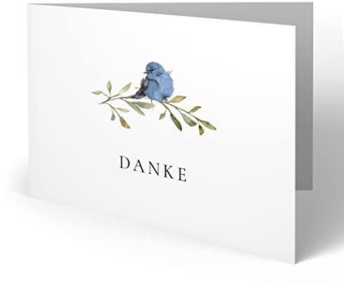 (80 x) Geburtskarten Danksagungskarten Geburt Baby Karte Dankeskarte Vogel Jungen Mädchen