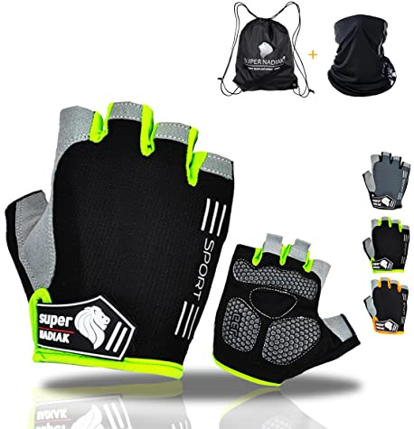 super NADIAK Guanti da Ciclismo Estivi Mezze Dita Uomo/Donna Mountain Bike, Corsa, Gravel - Comfort & Presa Antiscivolo - Tessuto Traspirante