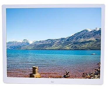 Digitaler Fotorahmen, 15 Zoll, 4:3-Display, ultradünne elektronische Fotoalbum-Musikfilm-Werbemaschine, einfach zu bedienen (Color : White)
