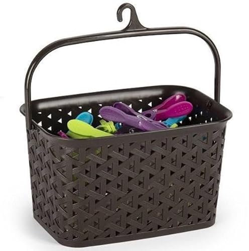 OISE ART STORE Trade Shop - Cestino Portamollette Porta Mollette Cesto Effetto Rattan in Plastica 18x24x14cm