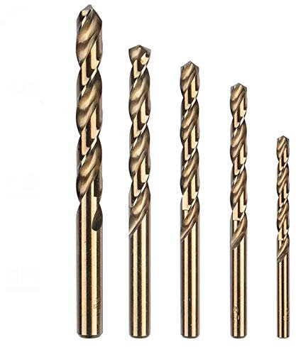 Broca escalonada helicoidal de broca de metal de aleación de aluminio Bi 5pcs alta resistencia Broca HSS CO M35 cobalto brocas helicoidales de brocas for metal de acero de 1 mm 2 mm 3 mm 4 mm 5 mm