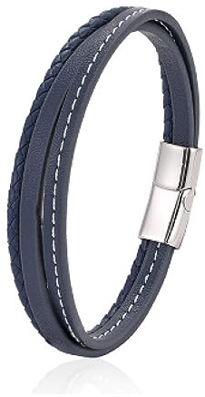 BISONBLUE Armbänder Herren Armband Geschenk Armreif Mode Blau Leder Armbänder Männer Jungen Verschluss Multilayer Geflochtenes Seil Armband Für Männlich Weiblich Armbänder