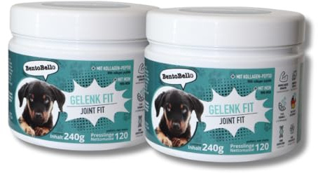 BentoBello GelenkFit für Hunde – 2 x120 = 240 Gelenktabletten mit Grünlippmuschel, Glucosamin & MSM – Unterstützung für Gelenke, Knorpel & Beweglichkeit