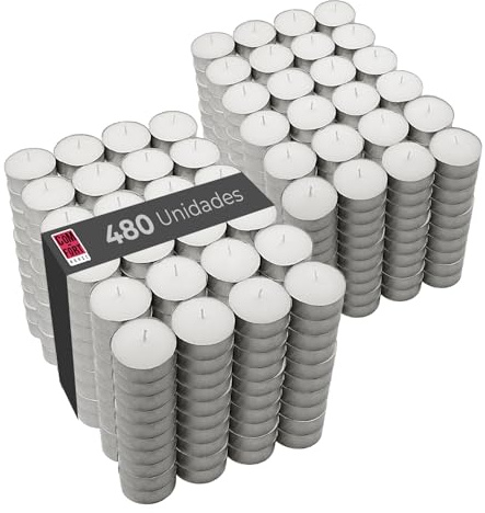 Velas de Té Blancas sin Perfume 9 h Pack 480 COM-FORT HOUSE | Hasta 9 horas de combustión, Llama estable, Ideal para eventos y decoración