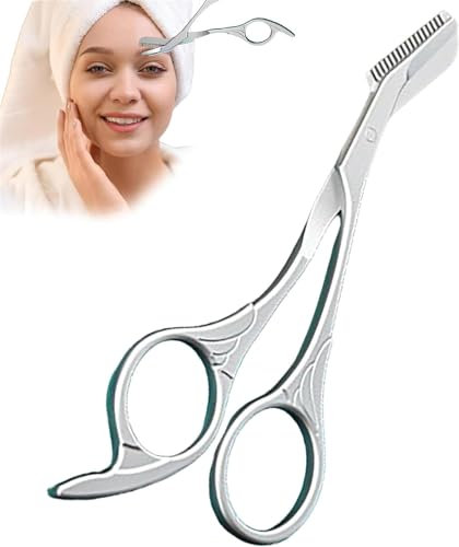 Browmaster Edelstahl-Trimmer, perfekter Augenbrauen-Trimmer, Augenbrauenschere mit Kamm, Augenbrauenschere mit Kamm, Augenbrauen-Trimmschere, Haarentfernung, Beauty-Werkzeug für Damen und Herren, 1