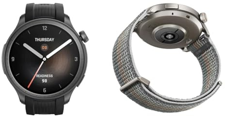 Amazfit Balance Reloj Inteligente, NFC, AI Fitness Coach, AI Sleep & Health Tracker con medición de la composición Corporal AMOLED 1,5 Smartwatch Nylon de 22 mm, Gris