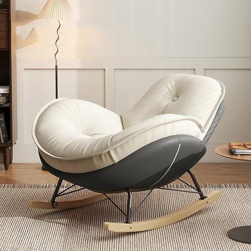 XRRJFYH Schaukelstuhl mit Hocker Schaukelsessel Wohnzimmer Rocking Chair Schaukelstühle Lesesessel Bequem Relaxstuhl (Color : Grau, Size : No Ottoman)