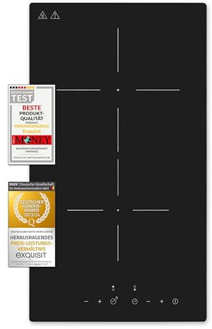 Exquisit Kochfeld EKC 300-380 | Glaskeramik | Touch Control | 2 Kochstellen | Rahmenlos | 3000 W