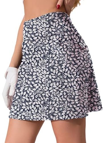 Timuspo Jupe d'été pour femme - Jupe de tennis avec pantalon - Taille haute - Jupe-short de sport - Jupe de golf avec 4 poches, L