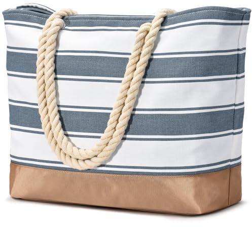 oscaurt Strandtasche Tote Bag mit Reißverschluss Große Shopper Tasche Wasserdicht Badetasche Reisetasche Damen Handtasche Umhängetasche Geschenke für Frauen