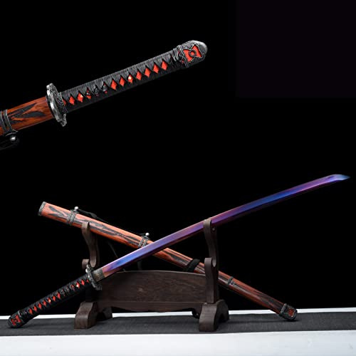 KWXPW 105cm Sekiro Katana,Handpolierte Manganstahl Samurai-Schwerter mit Redwood-Scheide,handgemachtes Undead Cut Samurai-Schwert für Sammlung,Geschenke,Cosplay,Kendo,Kampfsport
